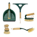 Pine-Sol Scrub Brush Cleaning Tool Set - Heavy Duty Brushes with Bamboo Handles, Dustpan, Shower Squeegee - Dishwashing, Kitchen, and Bathroom Cleaning Supplies, 6 Pieces - size: 6 Piece Set