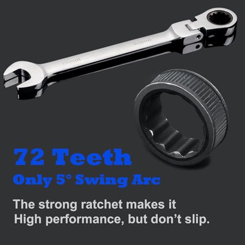 Qnkaa Flexible Ratchet Wrench Set 12pcs 8-19mm Spanner Gear Ring Ratcheting Combination Flexi Wrench Kit Metric Flex Head - size: 12-Piece Metric Set