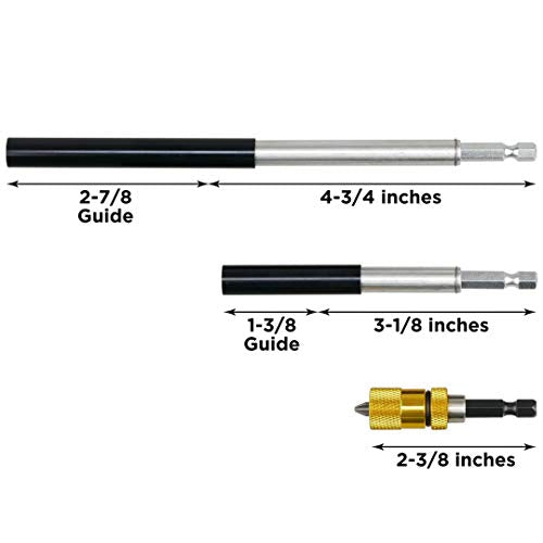 K406 Magnetic Bit Holder Set with Guide Sleeve and Adjustable Depth Magnetic Tip, 3-Piece - style: Guide Sleeve