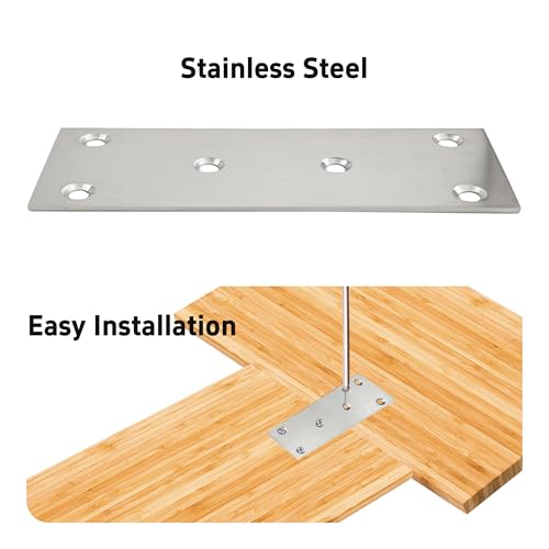 2pcs 7''x1.9'' Stainless Steel Flat Mending Plate, Heavy Duty Joining Plate Bracket Fixing Brace, Straight Brace Bracket for Furniture, Wood, Shelves, Cabinet (Silver) - size: 170*48mm-Silver