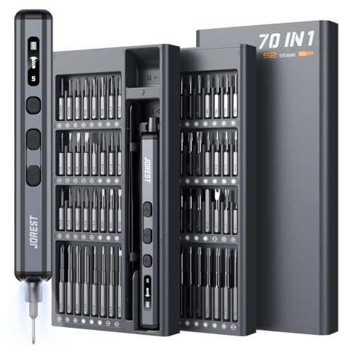 JOREST 70-in-1 Mini Precision Electric Screwdriver Set-64 S2 Magnetic Bits
