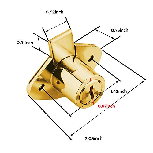XIEHE 801 Office Furniture Drawer Lock Cabinet Door Locker with 2 Keys (2 Packs, Gold, keyed different2) - color: Gold, 2PACK, size: 801 Keyed Different