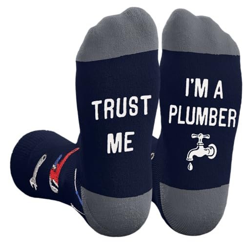 HAPPYPOP Funny Gifts for Women Men - Mechanic Graphic Designer Bus Driver Plumber Sock - color: Trust Me I'm a Plumber