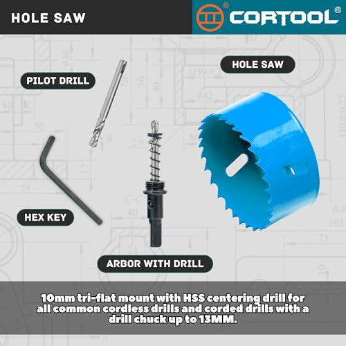 3-1/8 Inch Hole Saw with Arbor for Metal and Wood Cutting, Bi-Metal Hole Cutter, 3-1/8" Hole Saw Kit for Drywall, Wood, PVC Boards, Fiberglass and Vent Pipes - style: 3-1/8"（80mm）