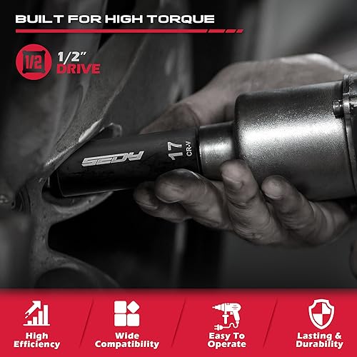 29-Piece 1/2" Drive Impact Socket Set, SAE (3/8 to 1 inch) and Metric (10-24mm) Sizes with Extension Bars Standard Deep Socket Set CR-V Material High Durability Impact Wrench - style: 1/2" | 29-Piece Standard & Deep