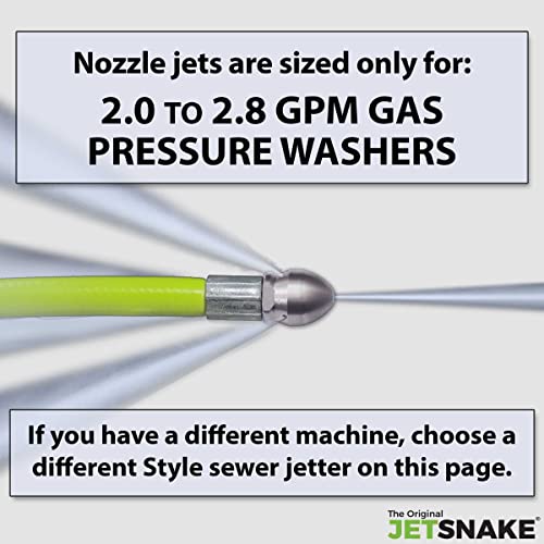 100 FT Sewer Jetter for 2.0-2.8 GPM Gas Pressure Washers-Flexible Steel Braid - style: 100 FT for 2.0 to 2.8 GPM Gas Pressure Washers