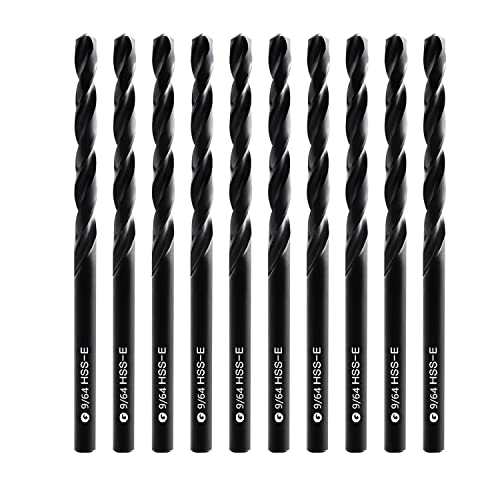 9/64inch HSS M35 Cobalt Twist Drill Bits for Metal - size: 9/64inch (10pcs)