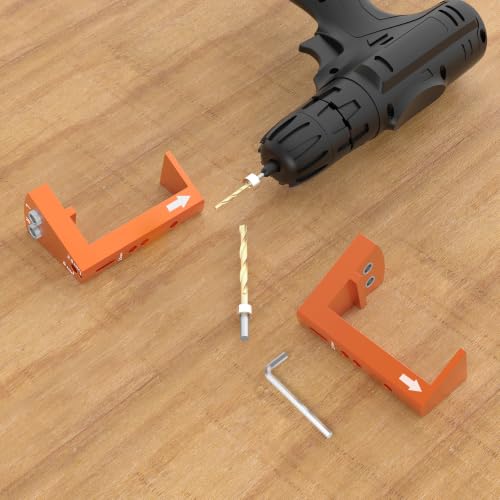 Undermount Drawer Drilling Guide - Durable Aluminum Drill Angle Guide w/Steel Inserts - Drill Guide Jig for Blum Tandem & Drawer Slide – Ideal Woodworking Tools Includes Drill Bits, Collars & More