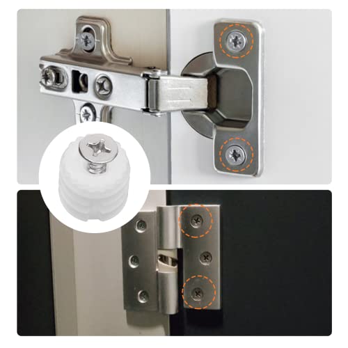 Plastic Hinge Dowel Inserts with Screws, White, MOUNTAINTOP