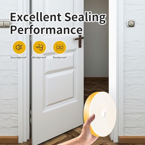 Door Seal Strip,High Density CR Insulation Tape,1 in x 1/4 in x 26Ft - color: White, size: 1 in x 1/4 in x 26 ft