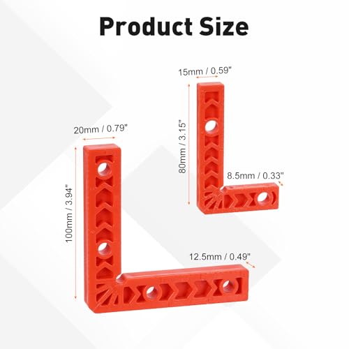 HARFINGTON 4Pcs Corner Clamp 90 Degree 3"/4" Right Angle Clamp Set for Woodworking, ABS Plastic Positioning Square Tool for Picture Frame Box Cabinets Drawers, Orange