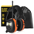 BJKing AM/FM Radio Headphones with Digital Display EP003, 30dB AM FM Hearing Protection Safety Ear Muffs, Ear Protection Headphone for Mowing, Landscaping, Shooting and Construction Black-Orange - color: Orange