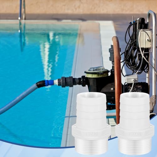 2 Pcs Pool PVC Tube Fitting Barbed Hose Fittings Adapter - color: White, size: 1.5 Inch