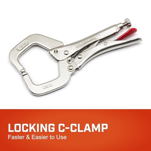 Crescent 6" Locking C-Clamp with Regular Tips - Carded - C6CCVN , Red - size: C6CCVN