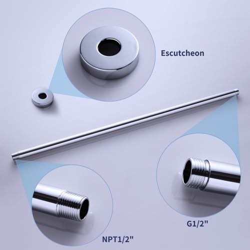 Chrome 30 Inches Ceiling Mount Round Shower Arm With Flange Straight Extender Extension Pipe Replacement Rain Shower Head Straight For Fixed - color: Chrome