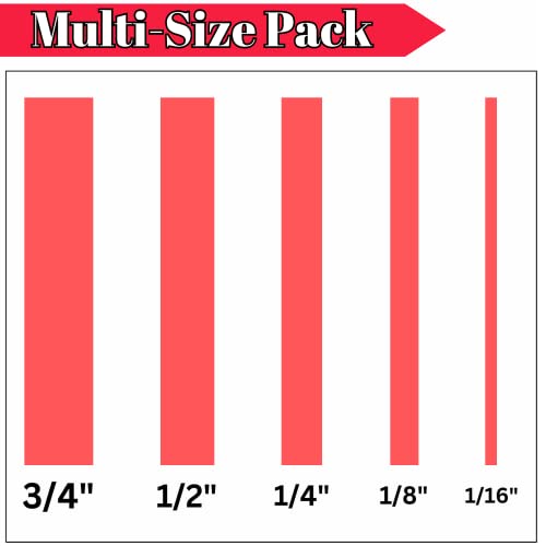 5 Rolls Pinstripe Tape - Masking Tape 1/16", 1/8", 1/4", 1/2", 3/4" - Thin Painters Masking Automotive Tape for DIY, Car, Auto, Paint, Art, Tumblers (Red) - color: Red