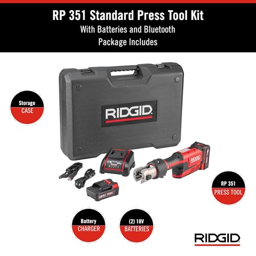 RIDGID 67188 Model RP 351 ProPress Standard Press Tool and Battery Kit with ProPress Tool, Battery, Charger, and Case - style: Battery Kit (No Jaws)