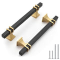 Haliwu 10 Pack 4 Inch Black and Gold Cabinet Pulls Zinc Kitchen Handles - color: Black & Matte Gold, size: Hole Center Spacing：102mm (4 inch)