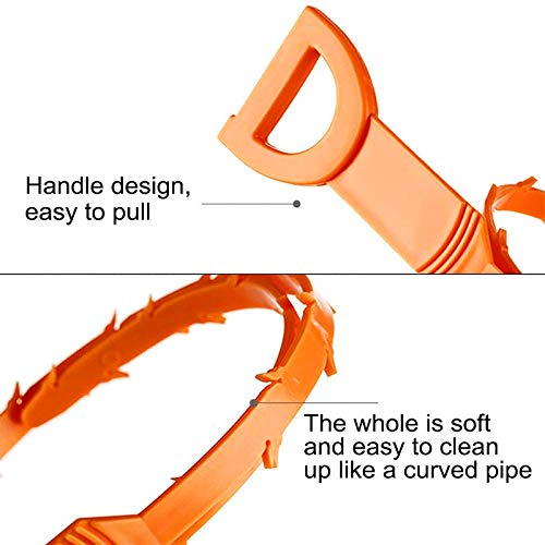 Drain Clog Remover Snake Tool for Hair and Debris, Unclog Toilet, Sink, Shower, Bathtub, Sewer - color: Orange 6+1