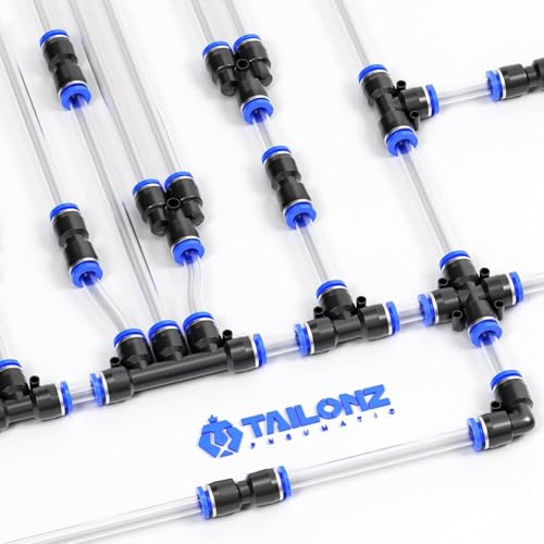 TAILONZ PNEUMATIC 1/8'' 1/4'' 5/16'' 3/8'' 1/2'' OD Straight Push to Connect Fittings Push Connectors Plastic Quick Release Connectors Air Line Fittings 50PCS - size: 1/8''OD/1/4''OD/5/16''OD/3/8''OD/1/2''OD, style: 50PCS