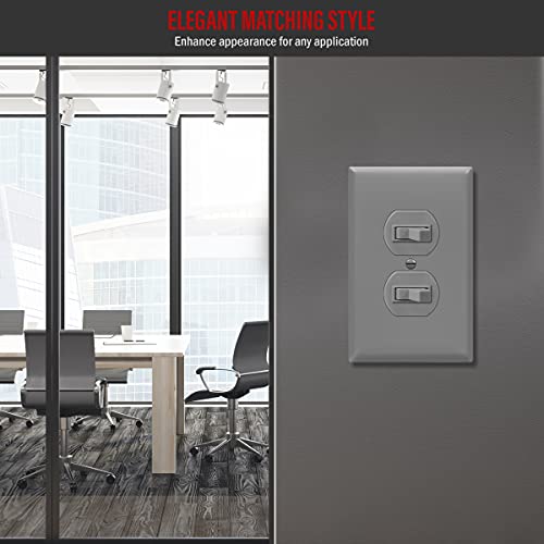 ENERLITES 10 Pack Mid-Size Duplex Outlet Covers Wall Plate, Gray - color: Gray, size: Mid-Size