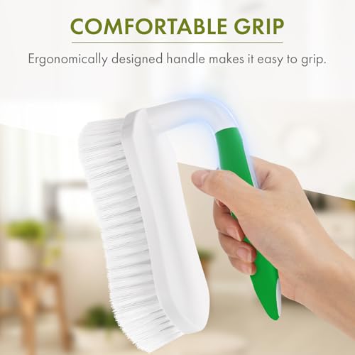Amazer Scrub Brush for Cleaning Comfort Grip Shower Scrubber Flexible Stiff Bristles with Handle Heavy Duty Cleaner Brush for Tub Sink Carpet Floor - Pack of 4 (Blue+Green) - color: Blue+green, size: 4-Pack