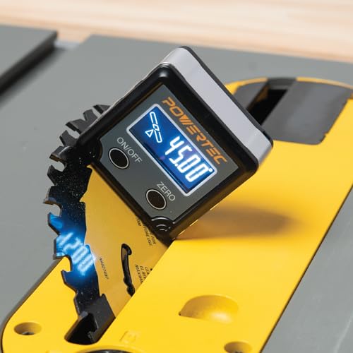 POWERTEC 71828 Table Saw Angle Gauge, Digital Angle Finder Protractor, Digital Level Box, 1 Pack, Digital Angle Gauge for Woodworking, Table Saw, Miter Saw