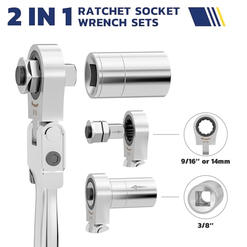 haisstronica 13PCS Flex-Head Ratcheting Wrench Set, SAE 1/4-3/4 Inch - size: SAE-12 in 1
