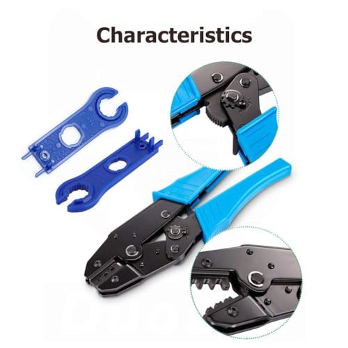 Solar Panel Crimping Tool,Crimping Tool Kit with 10PCS Connectors and 2PCS Spanner Wrench and 2PCS Y Solar Connectors and Solar Wire Crimping Tool for PV Cable - color: 10p Mc4+1p Mc-y+a Crimper+1p Spanner