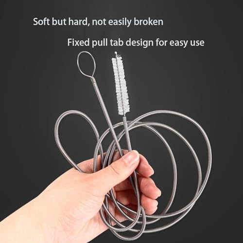 JSONO Refrigerator car sunroof Drainage Internal Long Hose Nylon Spring Fridge Drain Hole Dredging Tool Bendable Frozen Water Clog Remover Cleaning Brush for Kitchen Drain Pipe(155+6cm)