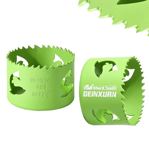 Geinxurn 2-1/2 Inch(64mm) Hole Saw, 2PCS HSS Bi-Metal Hole Saw Kit with Shark Tooth Hole Cutter for Wood,Drywall, PVC Boards and Thin Metal - color: 2 PCS 2-1/2"