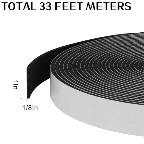 Storystore Self Adhesive Foam Weather Stripping, 1" x 1/8" x 33FT Door Seal - size: 1In x 1/8In x 33Ft
