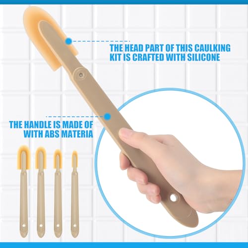 Gisafai 4 Size Set Rubber Caulking Tool Silicone Caulking Finishing Tool Tips Set Applicator with ABS Handle Grip for Brick Skirting Kitchen Bathroom