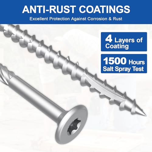 #9 x 2-1/2" Deck Screws, 500 Pcs Star Drive Wood Screws - color: Silver, size: 2-1/2 Inch