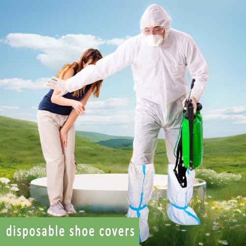 14 PCS(7 Pairs) Hazmat Shoe Covers Disposable & Boot Foot covers,Reusable,Non-slip,Waterproof for booties White 18inches Tall - color: White_pack of 14
