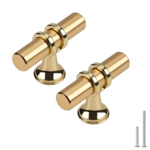 Haliwu 10Pack Gold Cabinet Knobs Brass Knob | Solid Aluminum and Zinc Alloy, Single Hole, Kitchen Knobs for Drawer Dresser Hardware - color: Gold, size: 2-inch (50mm) single hole