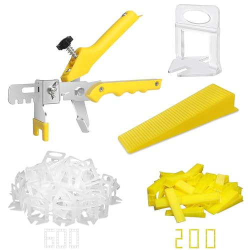 DGSL Tile Leveling System with Plier, 600 Tile Spacers 1/16" and 200 Wedges - size: 1/16 Inch * 600 Spacers
