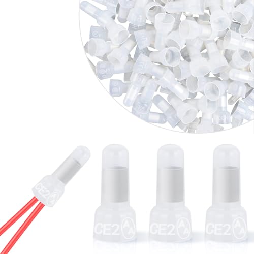 Nilight 300PCS CE2 Closed End Crimp Terminal 16-14 Gauge Nylon Insulated - color: 300PCS 16-14# Terminals