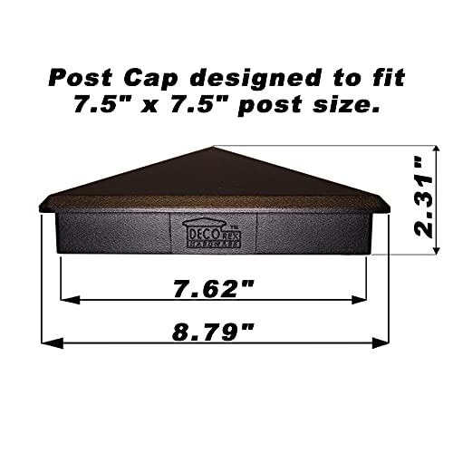 7.5x7.5 Aluminum Pyramid Post Cap for 7.5x7.5 Wood Posts — Heavy-Duty Cast, Rounded Safety Corners, Stainless Screws, Powder-Coated Black Deck & Fence Cap - size: 7.5" x 7.5"