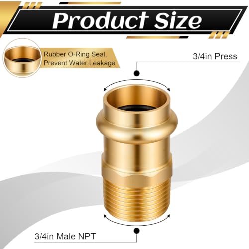 16 Pack 3/4" Press x 3/4" MIP Brass Press Fittings - color: Mip, size: 0.75 Inch