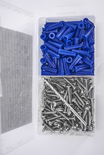CONFAST® #10-12 Plastic Conical Blue Bantam Drywall Wall Anchor Kit PAK1012, Includes (100) Anchors, (100) Screws and (1) Drill bit (201 Pieces) - size: #10 #12