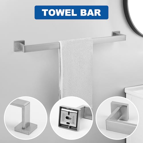 Cilee 10-Pieces Brushed Nickel Bathroom Hardware Set, 24 inch Towel Bar Set - color: 10 - Brushed Nickel, size: 10 Pieces