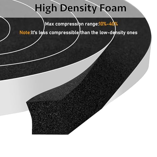 Thin Foam Tape, 1/2x1/16in Strong Adhesive Foam Seal Strip - color: Black, size: 1/2in x 1/16in x 33Ft