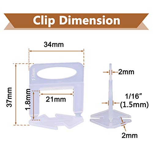 4000 PCS Tile Leveling System Clips 1/16''(1.5mm) 4000-Piece Tiles Leveler Spacers Tool for Professional Ceramic Tile and Stone Installation - size: 1/16 inch*4000