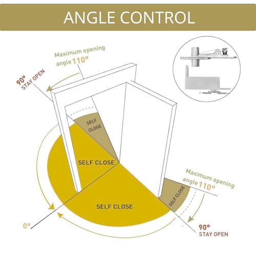 Heavy-Duty Self-Closing Door Pivot Hinge – 360° Stainless Steel L-Shaped Hinge for Wood Doors - size: Self Closing
