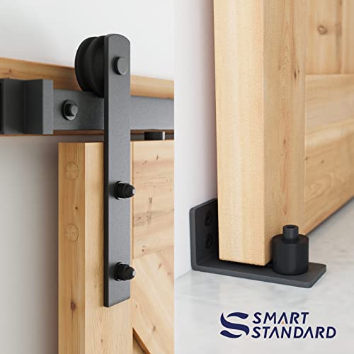 SMARTSTANDARD 10 FT Heavy Duty Sturdy Sliding Barn Door Hardware Kit Black - size: 10 Feet
