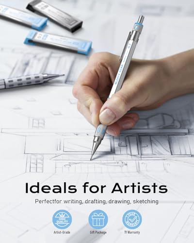 Nicpro Blocky Gear 0.5 mm & 0.7 mm Mechanical Pencils Set in Case - style: Contemporary