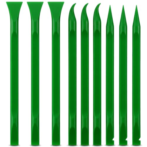 Crevice Cleaning Tool, 9 PCS Carbon Fiber Plastic Scraper Tool Set for Car Detailing - color: Green