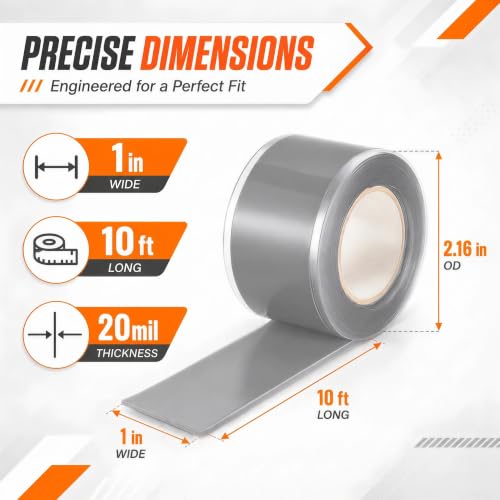 Self Fusing Silicone Tape Waterproof Rescue Tape 2 Rolls 1 Inch x 10 Feet - color: Grey