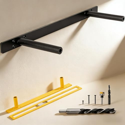 22‘’ Heavy-Duty Hidden Floating Shelf Bracket – 210 LBS Max Load (Mounted on Studs), Floating Mantel Bracket for Fireplace & Wall Shelves, Includes Premium Installation Kit（22 inch Brackets） - size: 22 Inch - With Drilling Kit + Router Kit